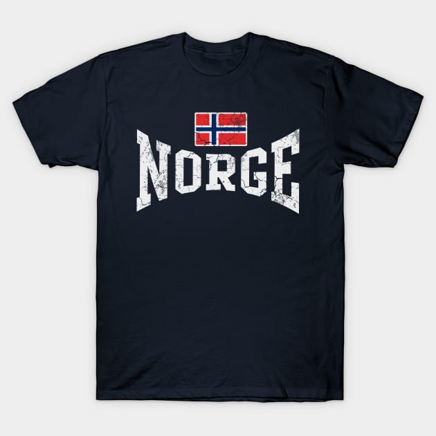 Norge Norway Flag Norwegian Vintage Faded T-Shirt by E